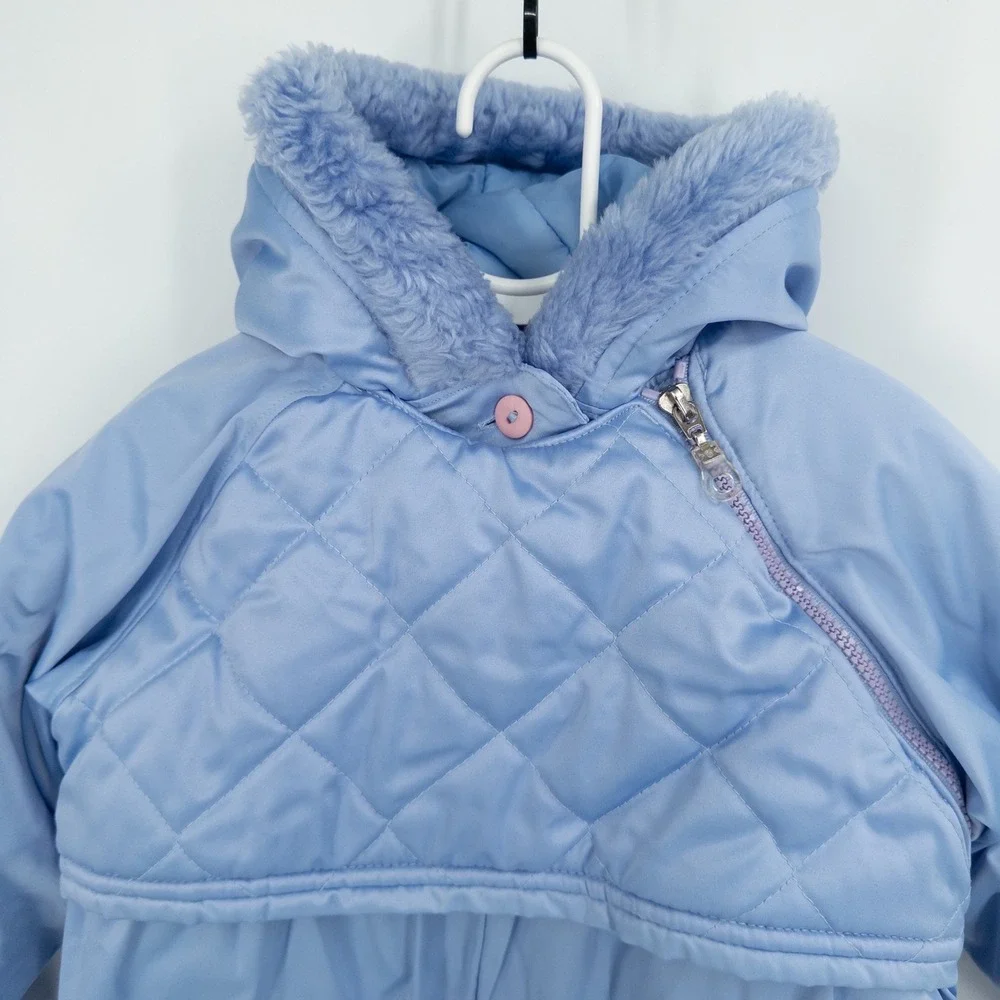 Vintage OshKosh Purple Baby Snowsuit Girls 12M‎  Floral Embroidery 90s Mittens